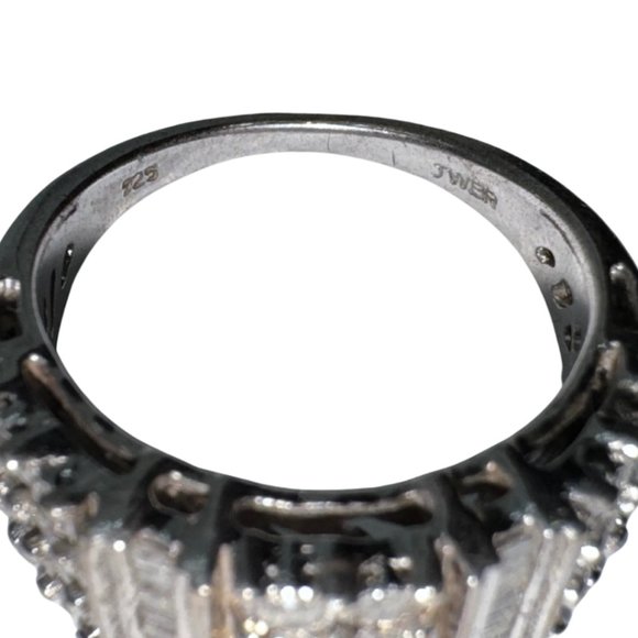 1/6 CT Diamond Triple Row Baguette Sterling Silver Ring - Picture 6 of 6